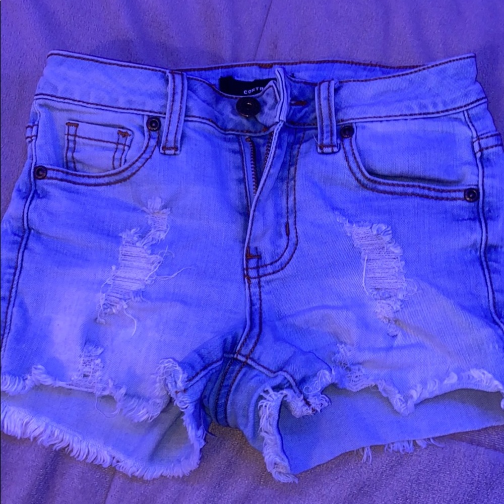 light wash denim shorts